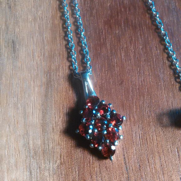 Mozambique Garnet Stainless Steel Pendant Necklace - Picture 3 of 7